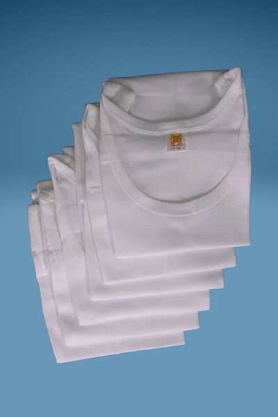FAAL 339X6 Tricou pentru băiat, 6 piese, 100% bumbac, cu jumătate de mânecă, cu guler 0, alb