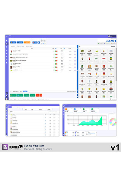 Bugatek Batu Yazılım Barkodlu Satış Sistemi Market Mağaza Manav Hızlı Satış (...
