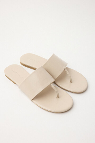 LUTVELIZADE Παντόφλες 2503 - Μπεζ σαγιονάρες με χοντρό λουράκι για γυναίκες Π...