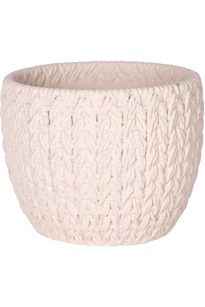 Herdekora Beton Saksı Örgü Desenli Krem 14x13 Cm.