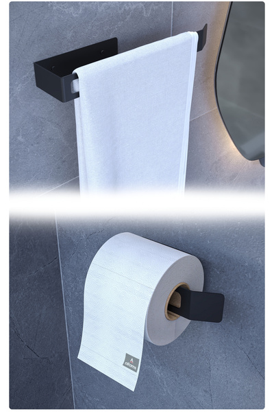 alfams by fmsa Metal Set of 2 |   Toilet Paper Holder + Towel Rack – Rust Resistant, Long Lasting