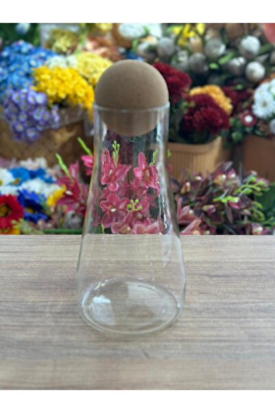 FARALYAHOME Pinterest Cam Sürahi Borosilikat Ahşap Top Kapaklı 900 Ml Sürahi Karaf