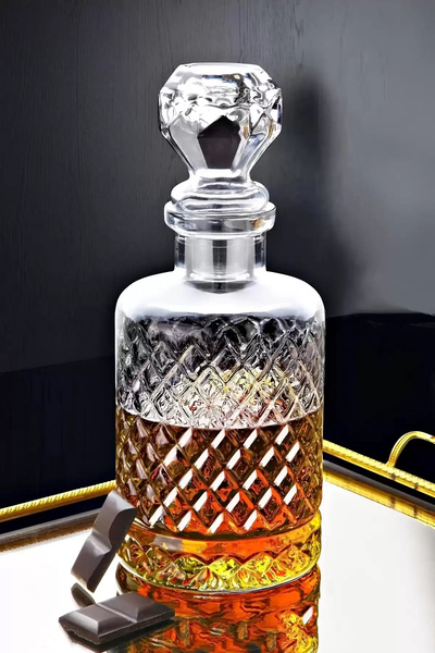 Ziba Home Kristal Desen Cam Sürahi - Kapaklı, Gravürlü, 1200 ml | Şık Sofra &...