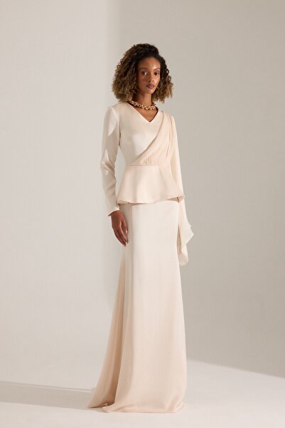 BETTY & SAM SCARLET EKRU GECE ELBİSESİ