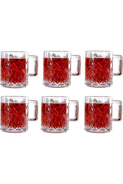 SAQOWARE Premium 6-Piece Crystal Clear Glass Tea Mugs with Handle