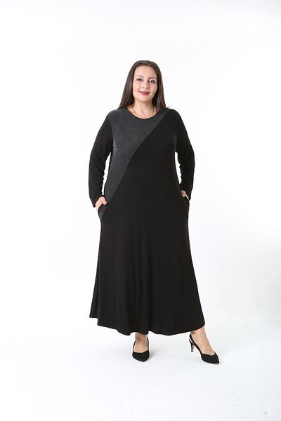 XL Modam Women's Lycra Viscose Black Patterned Plus Size Dress