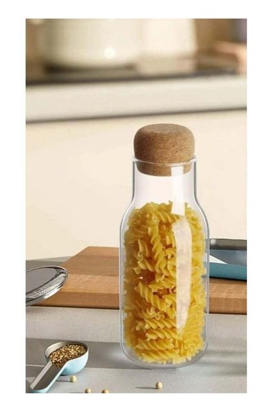 Generic Homesmiths Borosilicate Glass Storage Jar with Cork Lid, 750ml – Styl...