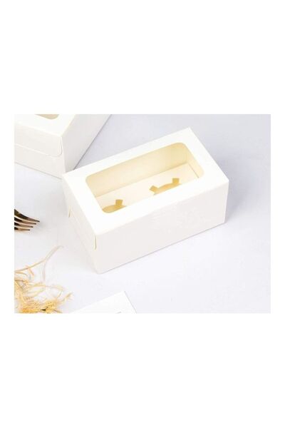 Generic 12-Piece 2-Cavities Kraft Paper Cupcake Box With Inserts White/Clear ...