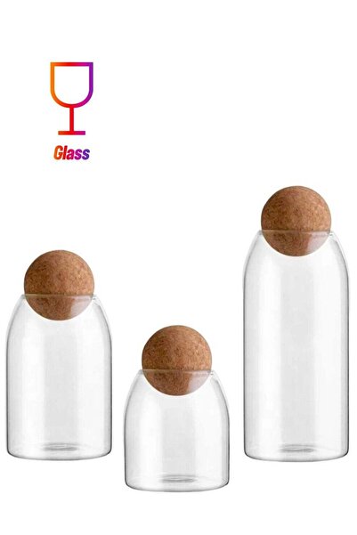 Generic 3 Piece Set Storage Container, Sealed Jar, Canister, Cork Glass Bottl...