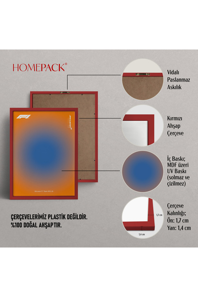 HOMEPACK AHŞAP ÇERÇEVELİ FORMULA1 TABLO ÇERÇEVELİ POSTER SANATSAL DUVAR DEKORU TK/1556