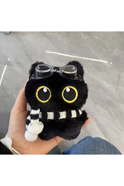 Kawaii Black Cat Cute Pilot Cat Plush 10cm