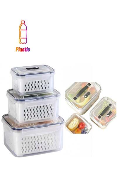 Generic Joyelink Outdoor Handheld Picnic Box - Field Fruit & Vegetable Organiser - Picnic Double Drainer -