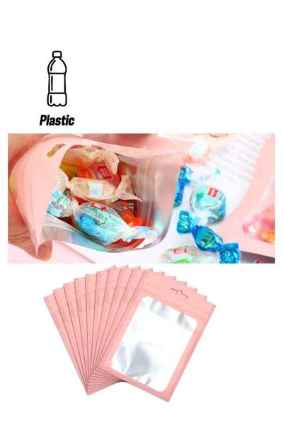 Generic SYOSI Resealable Mylar Bags, 100Pcs Clear Window Smell Proof Bags Packaging Bags Foil Pouch Bags fo