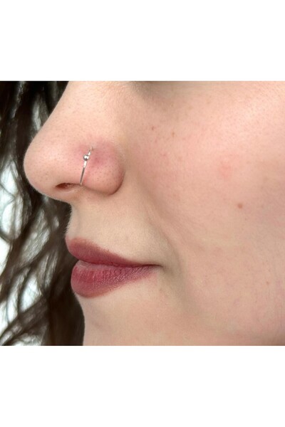 BY YASİN TOPÇU Çelik Gümüş Renk Boncuk Detaylı Halka Hızma