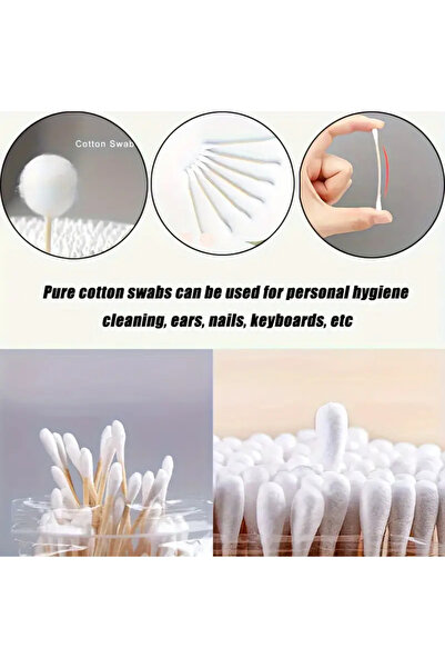 Unbraded 100 قطعة من أعواد التنظيف القطنية ذات الرأسين، متعددة الأغراض للعناية بالأذن
