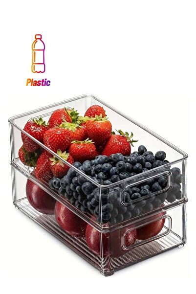 Generic Raxoom 2 Pack Clear unbreakable Stackable Fridge Organizers and storage,Fridge Organizer Bins with