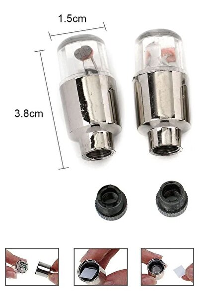 Buffer ® Araç ve Bisiklet İçin 2’li Mavi LED Hava Valfi Işık Kapakları–Gece Parlayan Lastik Lambası S