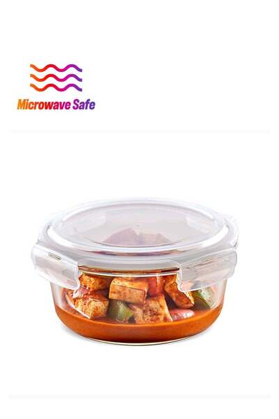 Generic BOROSIL Borosil Klip-N-Store Round Glass Storage Container With Air Tight Lid Food Storage Containe