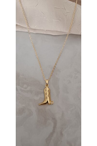 Shae Jewelry قلادة نسائية على شكل حذاء رعاة البقر باللون الذهبي