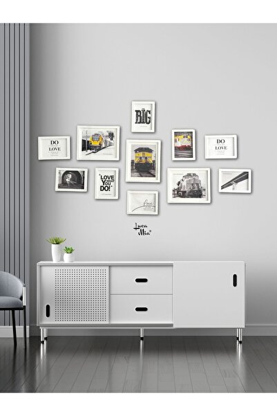 Vovo Concept 11 Parça Ahşap Resim Çerçeve Seti - Beyaz