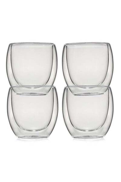 Generic BARISTA 4-Piece Espresso Double Wall Cup Set CU009 Clear