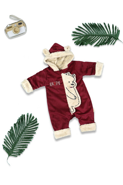 Nehad Bebe Baby Girl Welsoft Jumpsuit with Teddy Bear Accessory