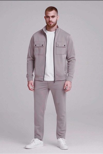 cto your style Men's Casual Zipper Detail Track Suit Set