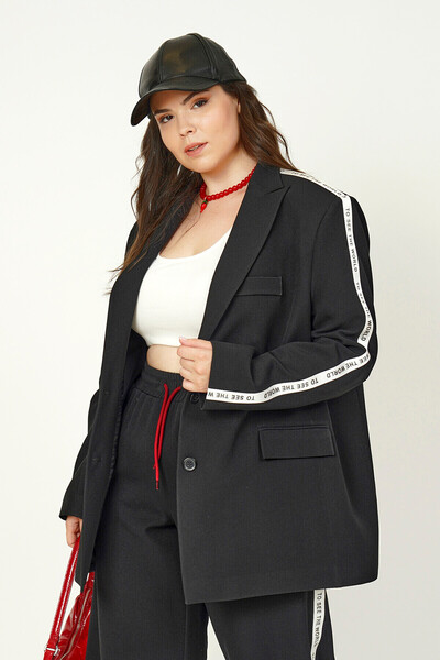 Büyük Moda Yani Striped Detail Blazer Jacket