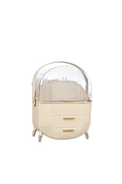 ForWhat منظم مستحضرات التجميل باللون الأبيض مع أدراج لتنظيم المكتب المنزلي