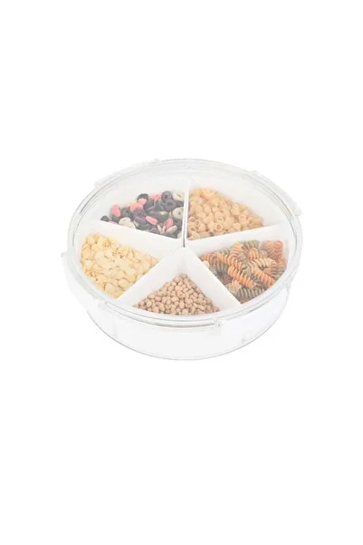 Generic Noon East Divided Snack Tray Container Round w/ 5 Compartments & Lid
