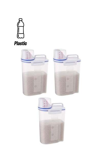Generic shAyzee 3-Piece Plastic Storage Container with Pour Spout and Measuring Cup Clear/Blue 2Liters