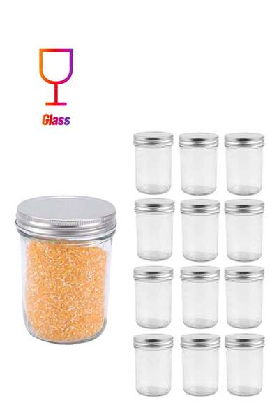 Generic 12-piece 200ml Mason jar, with a sealed metal regular lid
