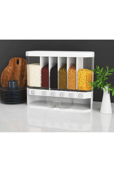 Generic DubaiGallery Wall-Mounted Dry Food 6-Grid Cereal Food Storage Container