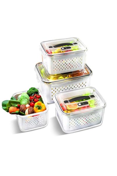 Generic 4PCS Fridge Storage Containers Set, Leakproof Food Fruit Storage Cont...
