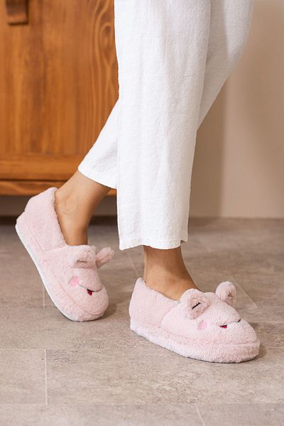 ALTUNTAŞ Winter Women's Home Shoes Slippers Booties Frog Figured Anti-Slip Sole Powder