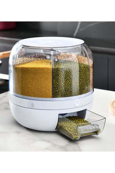 Generic OLUDENIZ 10KG Automatic Rice & Cereal Dispenser â€“ Multi-Space 6 Grids Food Container, Insect & Mo