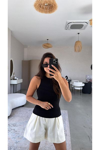Buket Teke Black Halter Neck Soft Modal Undershirt