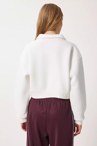 TENA Γυναικείο φούτερ με γιακά πουκάμισου σε χρώμα εκρού με τρεις κλωστές