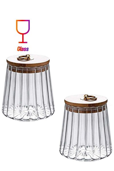 Generic Borosilicate Glass Storage Jar With Airtight Bamboo Lid and Metal Han...