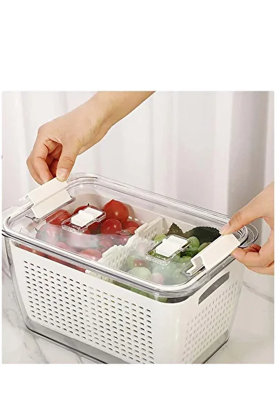 Generic Excefore Fridge Organizers and Storage, Medium 3-in-1 Draining Crisper with Strainer for Fruits Veg