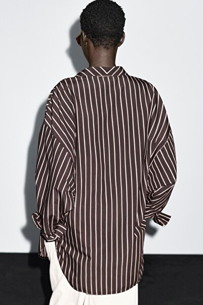 Massimo Dutti Bol kesim çizgili gömlek