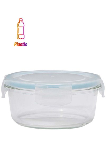 Generic Boro Pro Round Food Storage Container With Lid Blue/Clear 570ml