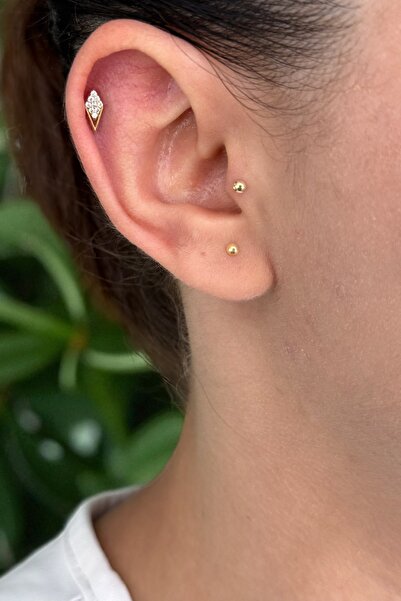 Utku Kuyumculuk 14 AYAR MODERN VİNTAGE TASARIM TRAGUS VE HELİX KÜPE