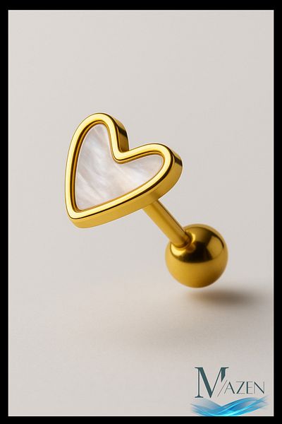 MAZEN Heart Design Pearlescent Steel Piercing |   Tragus Helix Ear Jewelry Accessory
