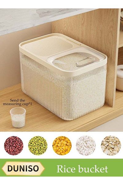 Generic DUNISO Rice Dispenser, Large Dry Food Storage Container, Sealed Cereal Dispenser Storage Box With L