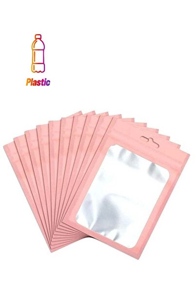 Generic 100-Piece Resealable Ziplock Pouch Mylar Foil Bags Pink/Silver 15x10.5cm