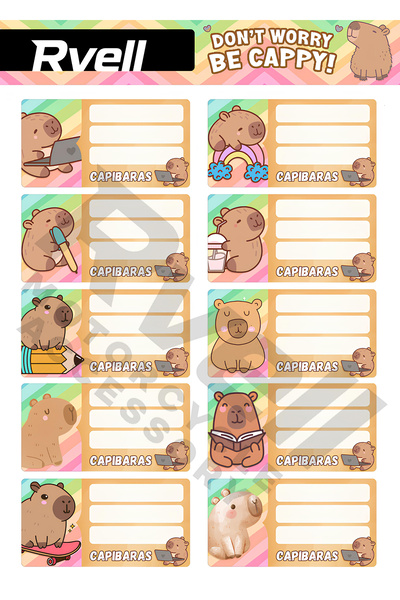 MKARAKAN ETICHETE CU NUME RVELL CU MOTIVE CAPIBARĂ 20 BUC 019