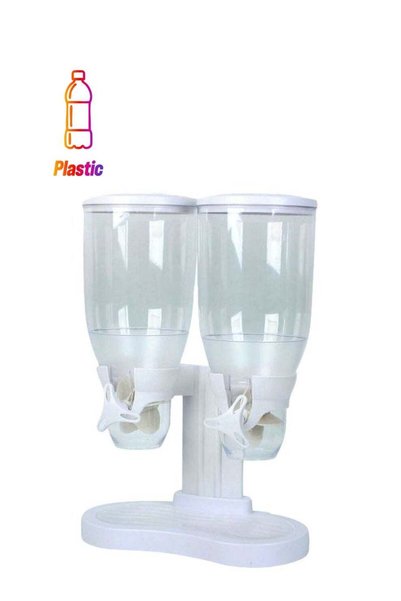 Generic Double Cereal Dispenser White/Clear 45x16x31cm