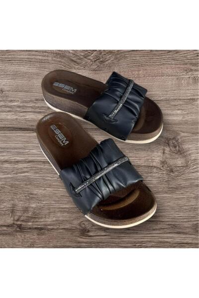 Esem Women's Black Comfort Sole Orthopedic Stone Slippers