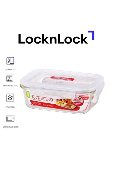 Generic LocknLock Oven Glass Rectangular Food Container 630ml Airtight with 4...